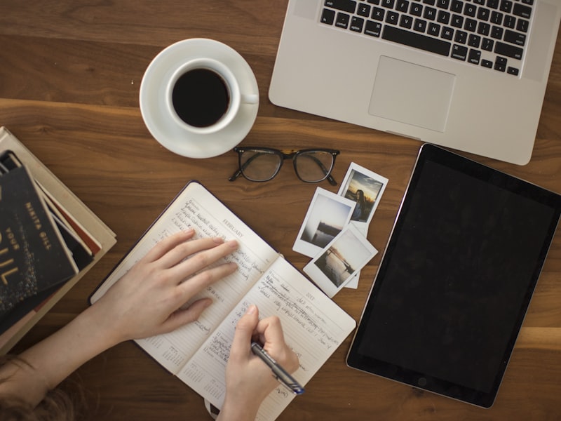 Desk with study materials